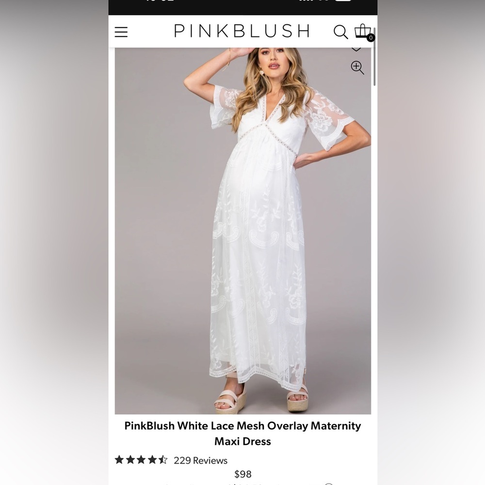 Pinkblush White Lace Mesh Overlay Maternity Maxi Dress
